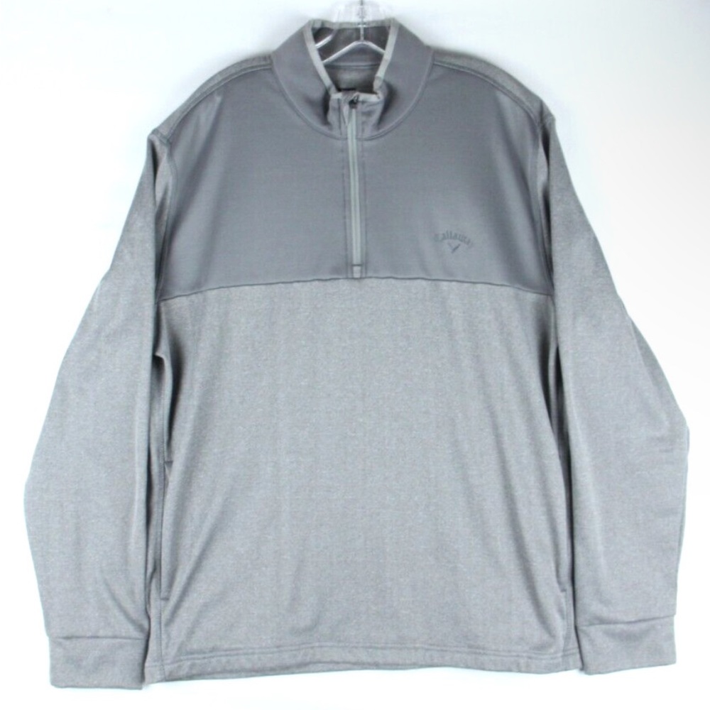 CALLAWAY Quarter Zip 1/4 Zip Mens XXL Long Sleeve Sweater Pullover Gray